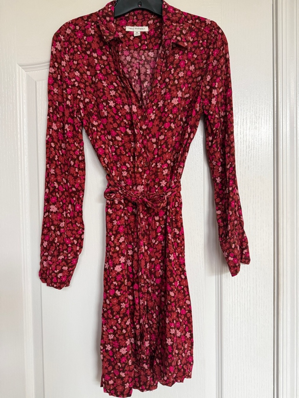 Rails Pink Floral Long-Sleeve Wrap Shirt Dress